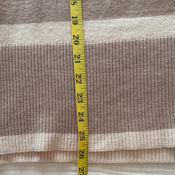 Luxe Cream and Tan Striped Cowl Neck Sweater - Picture 10 of 10